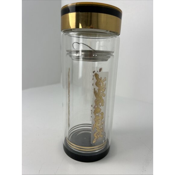 Teavana 6 Dragon Symphony Tea Tumbler Glass Jar Black Gold Fire w Twist Lid - Picture 2 of 7